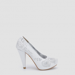 Sapato Flor de Lis (branco prata)